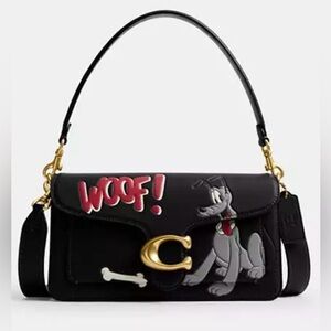 🖤♥️Coach NWT Black Disney X Tabby Shoulder / Crossbody Bag 26 With Pluto Print